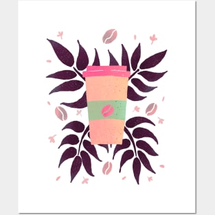 Tropical coffee - pink and brown Posters and Art